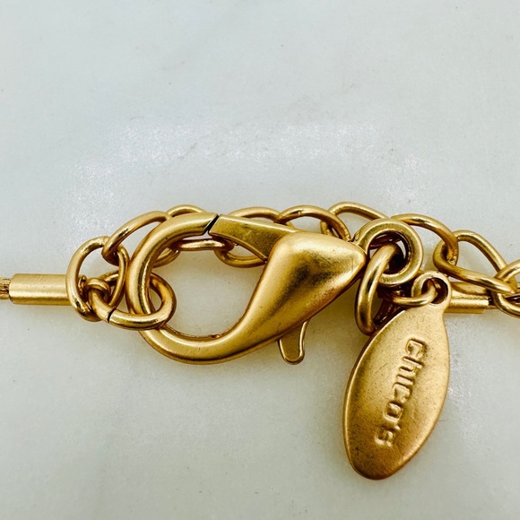 Chico”s Multi-Layer Necklace Spring Green and Gold Metallic Beads Adjustable - Picture 6 of 8